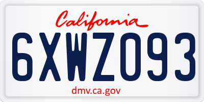 CA license plate 6XWZ093
