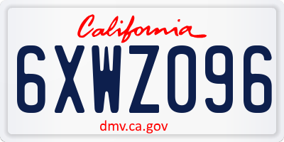 CA license plate 6XWZ096