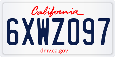 CA license plate 6XWZ097