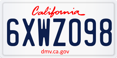 CA license plate 6XWZ098