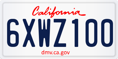 CA license plate 6XWZ100
