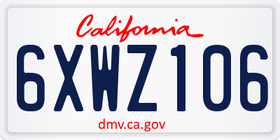CA license plate 6XWZ106