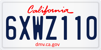 CA license plate 6XWZ110