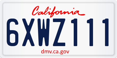 CA license plate 6XWZ111
