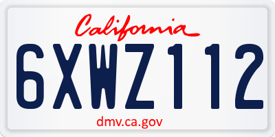 CA license plate 6XWZ112