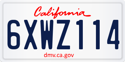 CA license plate 6XWZ114