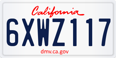 CA license plate 6XWZ117