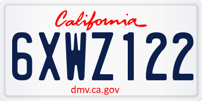 CA license plate 6XWZ122