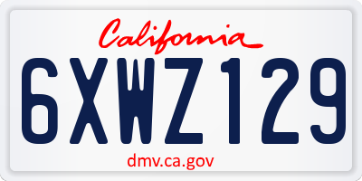 CA license plate 6XWZ129
