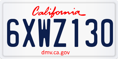 CA license plate 6XWZ130