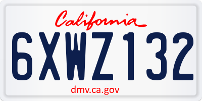 CA license plate 6XWZ132