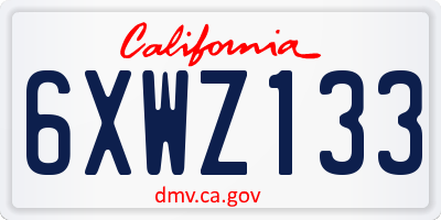 CA license plate 6XWZ133