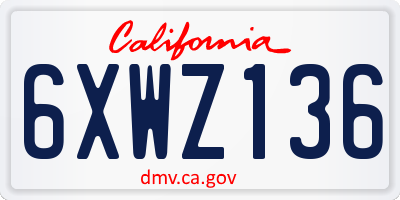 CA license plate 6XWZ136