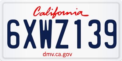 CA license plate 6XWZ139