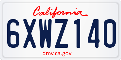 CA license plate 6XWZ140