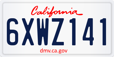 CA license plate 6XWZ141