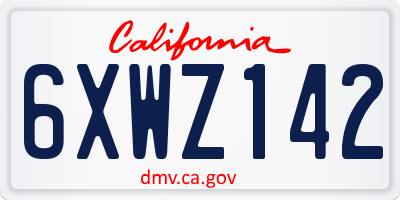 CA license plate 6XWZ142