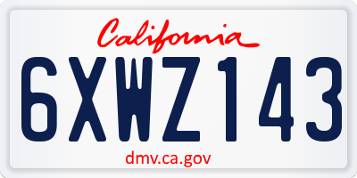 CA license plate 6XWZ143