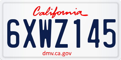 CA license plate 6XWZ145