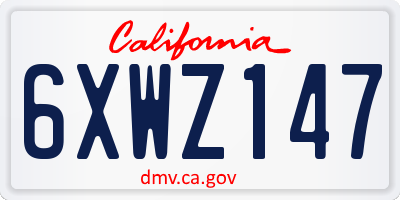 CA license plate 6XWZ147