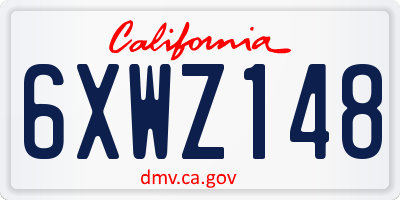 CA license plate 6XWZ148