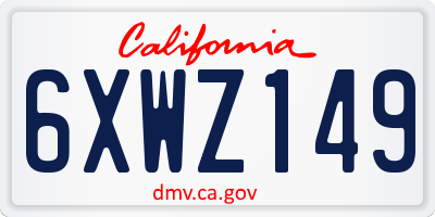 CA license plate 6XWZ149