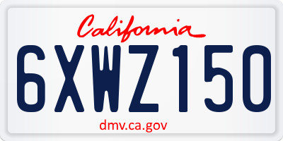 CA license plate 6XWZ150