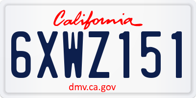 CA license plate 6XWZ151