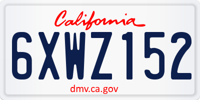 CA license plate 6XWZ152