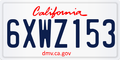 CA license plate 6XWZ153