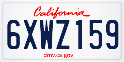 CA license plate 6XWZ159