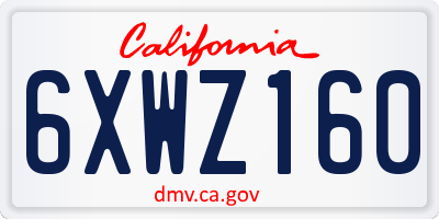 CA license plate 6XWZ160
