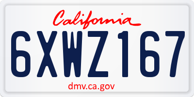 CA license plate 6XWZ167