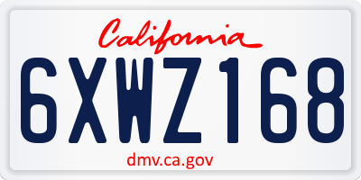 CA license plate 6XWZ168