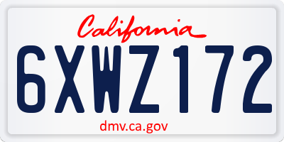 CA license plate 6XWZ172