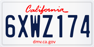 CA license plate 6XWZ174