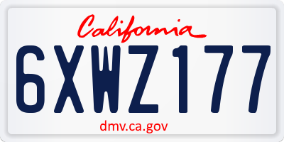 CA license plate 6XWZ177