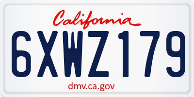 CA license plate 6XWZ179