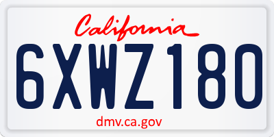 CA license plate 6XWZ180