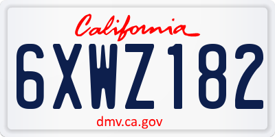 CA license plate 6XWZ182