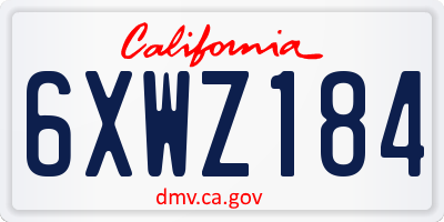 CA license plate 6XWZ184