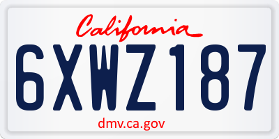 CA license plate 6XWZ187