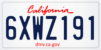 CA license plate 6XWZ191