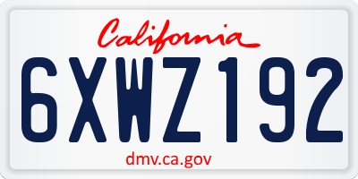 CA license plate 6XWZ192