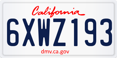CA license plate 6XWZ193
