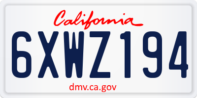 CA license plate 6XWZ194