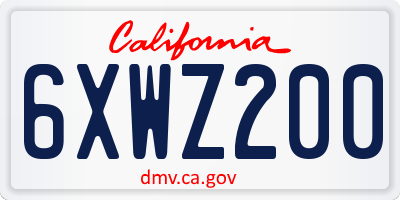 CA license plate 6XWZ200