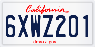 CA license plate 6XWZ201