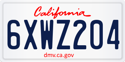 CA license plate 6XWZ204