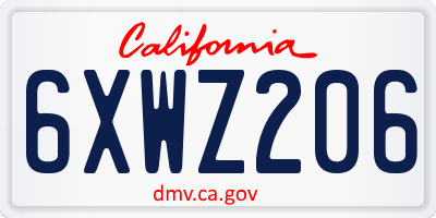 CA license plate 6XWZ206
